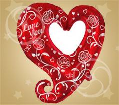 Шар фольгированный фигура 'Love You' сердце с розами