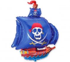 Шар фольгированный фигура 'Корабль пиратский синий'