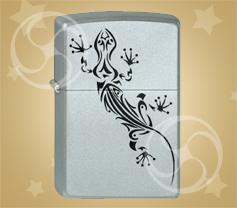 ZIPPO Reg satin chrome lizard tattoo