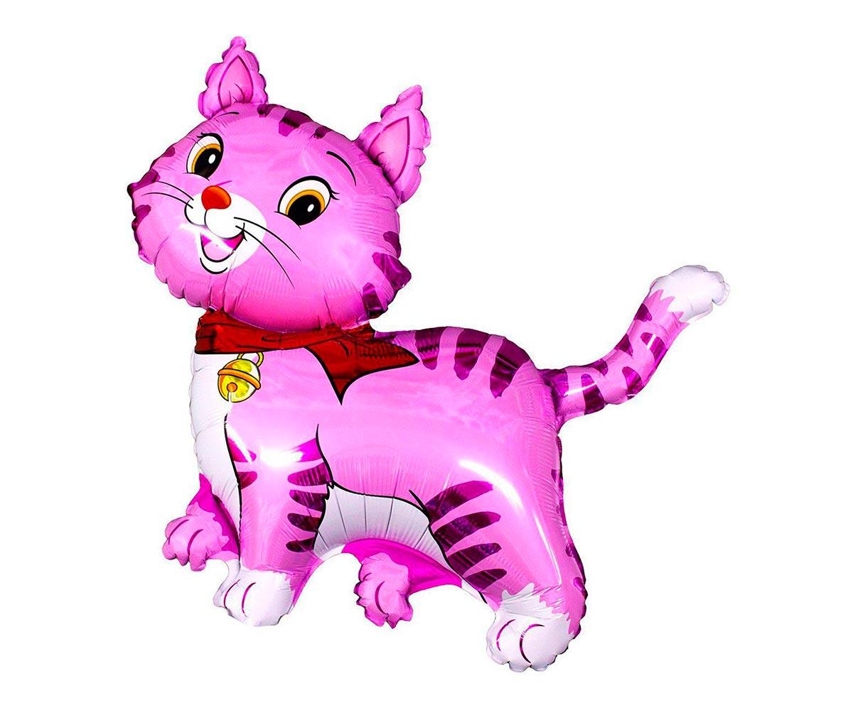 Шар фольгированный фигура 'Кошечка с шарфом розовая'