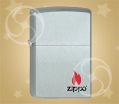ZIPPO Reg satin chrome zippo logo 'Огонек ZIPPO'