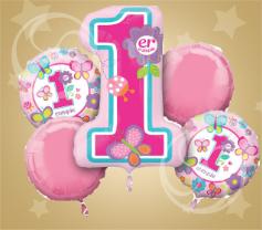Набор из 5 фольгированных шаров 'День рождения девочки 1 год'