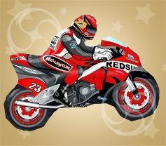 Шар фольгированный мини-фигура 'Мотоциклист красный'