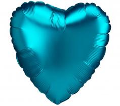 Шар фольгированный 'Сердце' сатин люкс aqua 18'