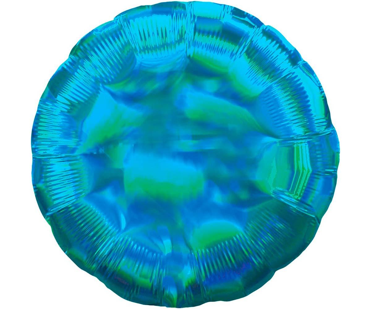 Шар фольгированный 'Круг голография' голубой 18'