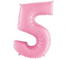 Шар фольгированный цифра '5' пастель розовая