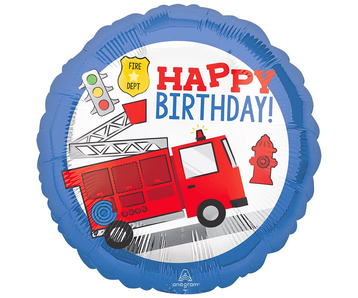 Шар фольгированный 'Happy Birthday!' пожарная машина 18'